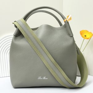 Loro Piana Large Bale Bag Grained Calfskin 24 x 20 x 27 cm