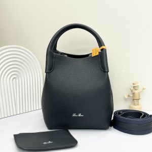 Alternative view of Loro Piana Small Bale Bag Black Grained Calfskin 17 x 17 x 21 cm