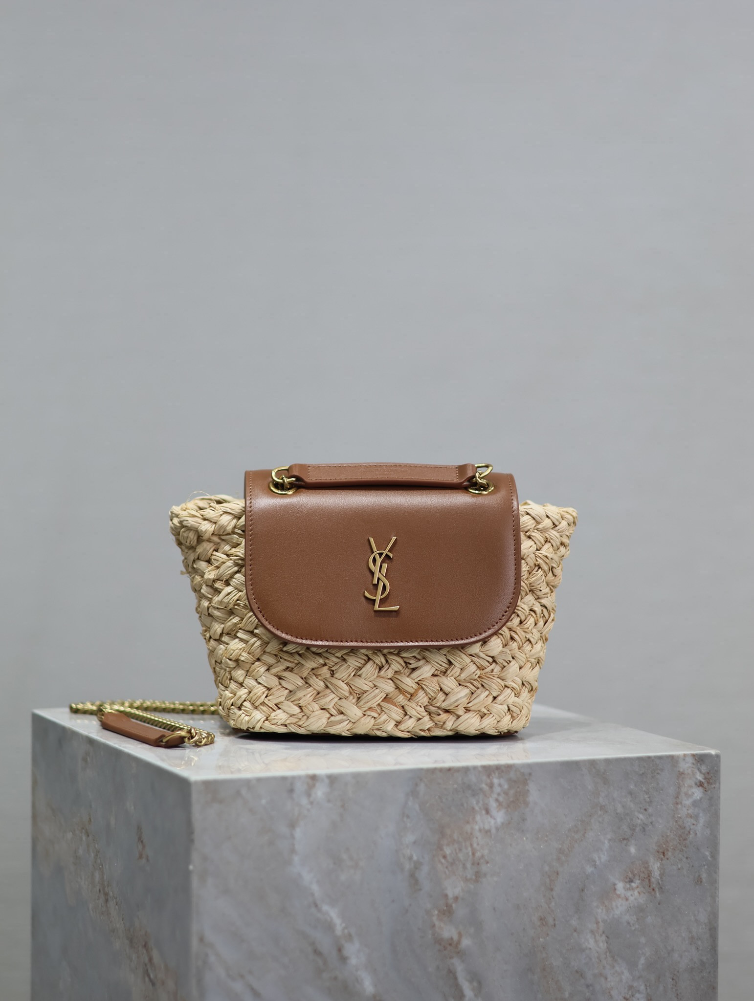 YSL Mini manon (raffiaaged vegetable tanned leather) 774269 23x12x6cm - Image 2