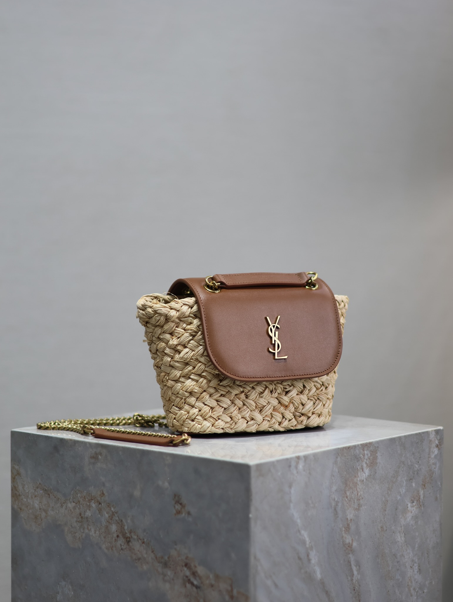 YSL Mini manon (raffiaaged vegetable tanned leather) 774269 23x12x6cm - Image 5