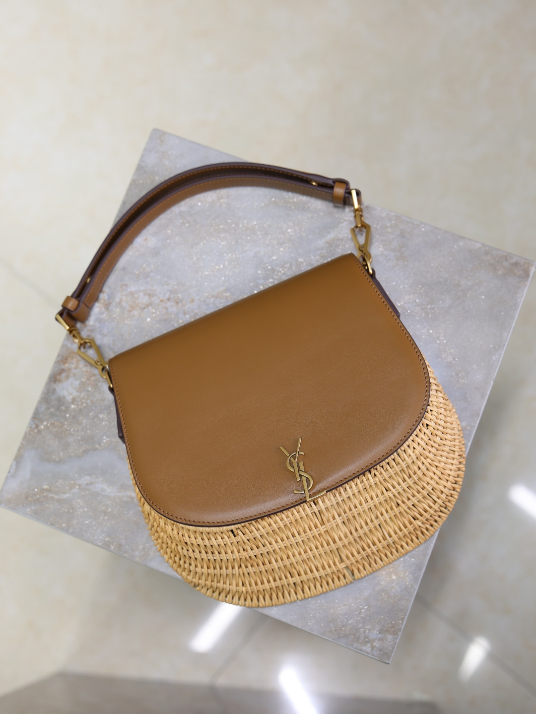 YSL Mini VOLTAIRE top handle bag in osier 20x22x7.5cm - Image 7
