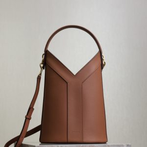 Alternative view of YSL Y top-handle bucket in leather 25x22-34x3-15cm