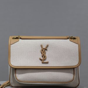 YSL NIKI MEDIUM IN Calfskin Cotton and Linen 28x20x8.5cm