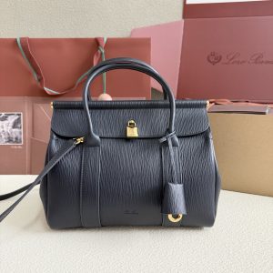 Alternative view of Loro Piana Loom L25 Calfskin Dark blue 25x18x12.5cm