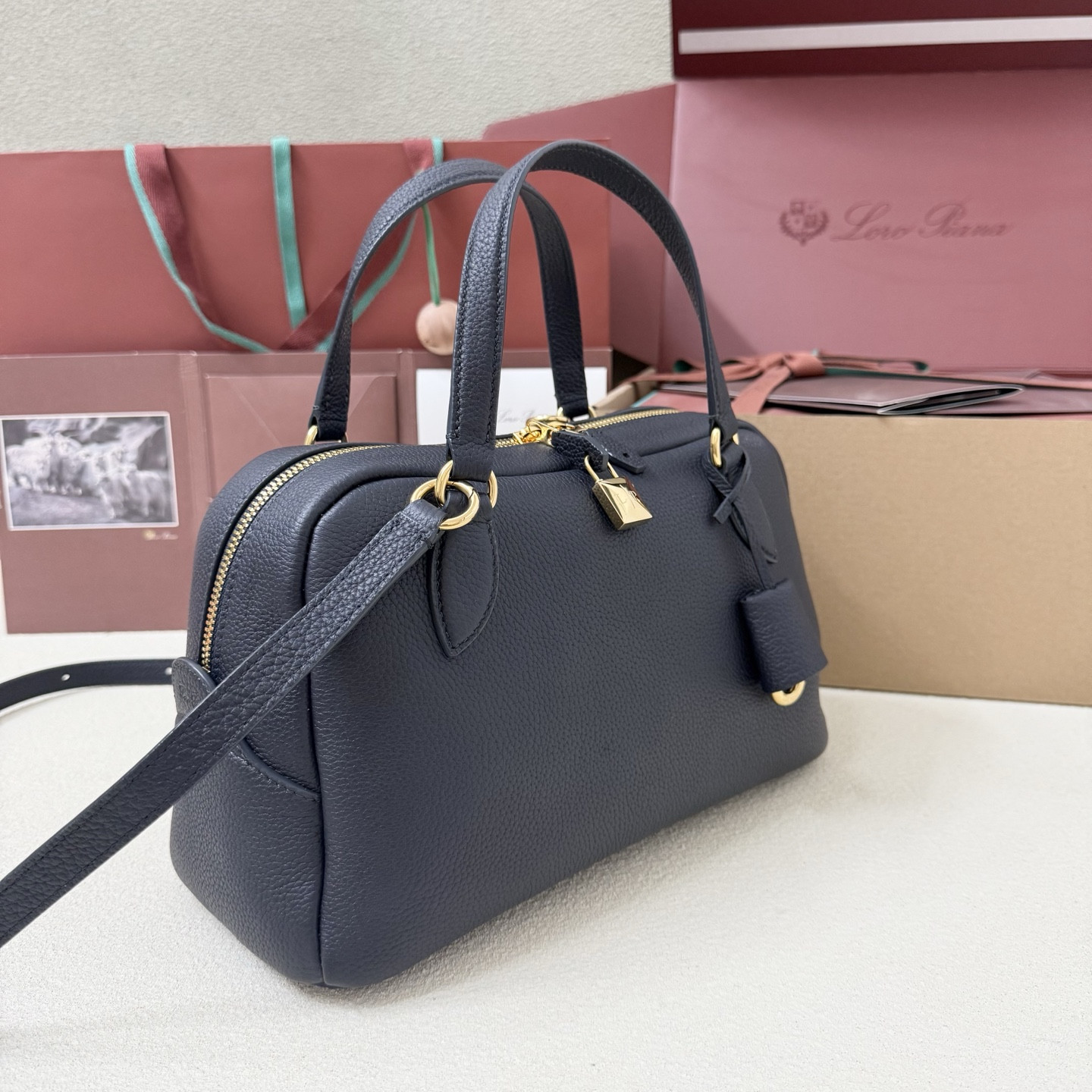 Loro Piana Small Needle Deep Royal Blue Bag 31x15x16cm - Image 3