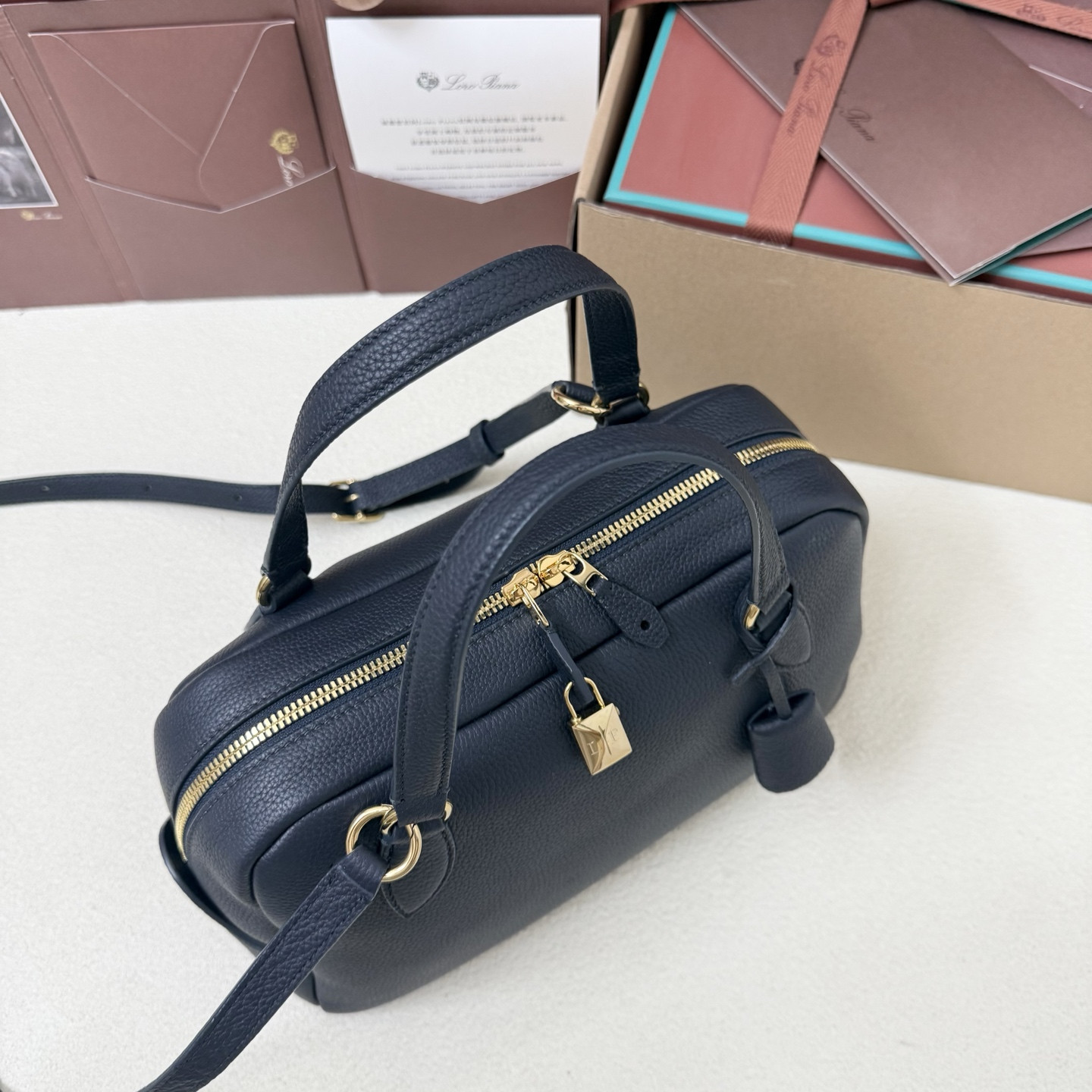 Loro Piana Small Needle Deep Royal Blue Bag 31x15x16cm - Image 5
