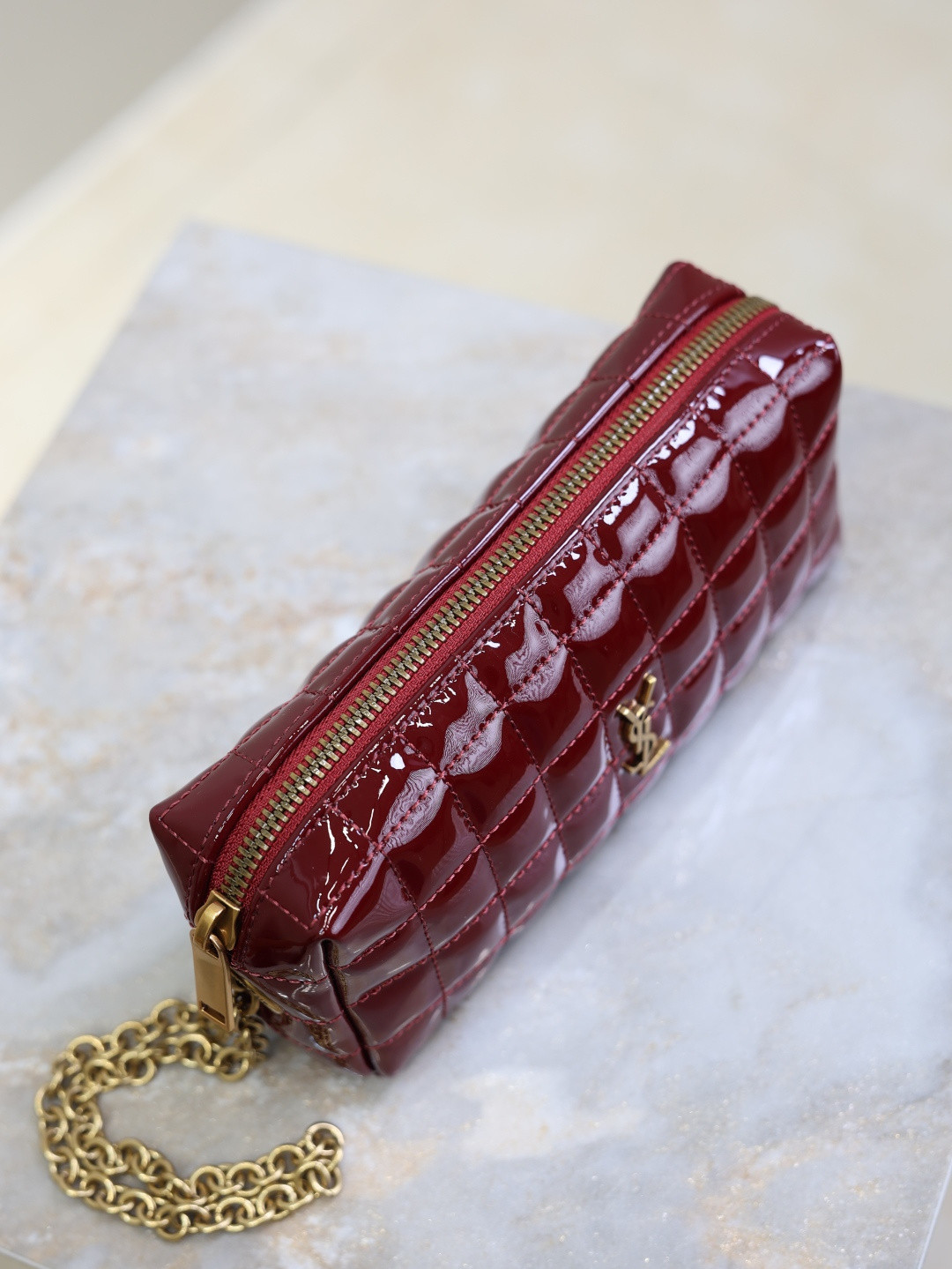 YSL CASSANDRE MATELASS¨¦ CARR¨¦ pouch on chain in shiny 18.5x8.5x4cm - Image 7