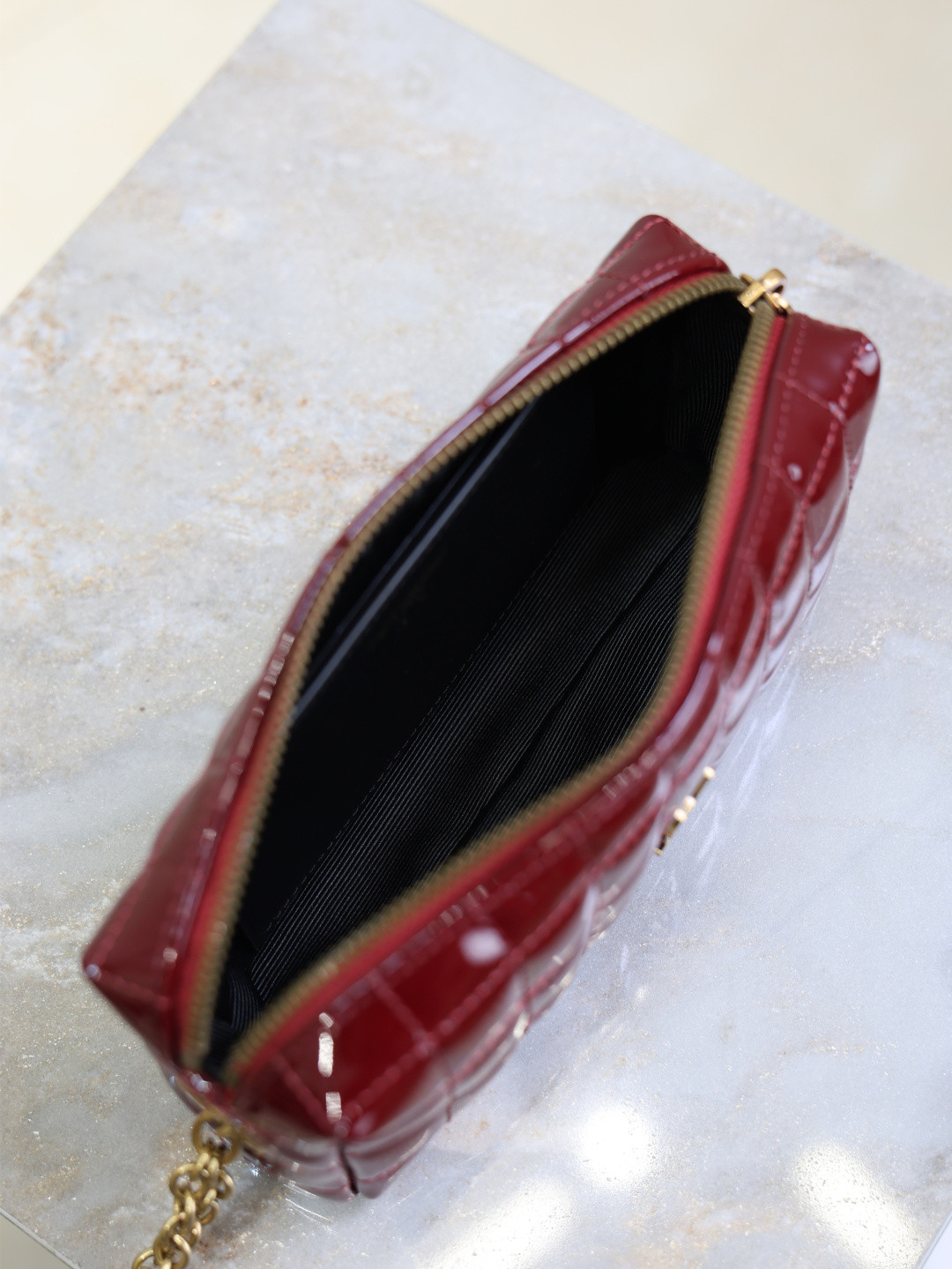 YSL CASSANDRE MATELASS¨¦ CARR¨¦ pouch on chain in shiny 18.5x8.5x4cm - Image 8